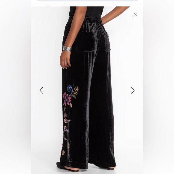 JOHNNY WAS Steffania Black Velvet Wide Leg Pleat Trouser--L - Picture 3 of 16